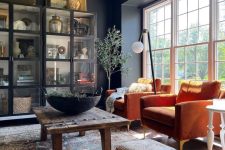 a exquisite soot living room design