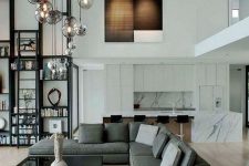 33 hanging glass pendant lamps at different height will make a bold statement and bring light