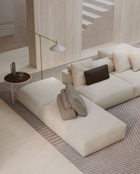 a modular sofa that includes a sofa and a bed part is a very functional solution for a living room