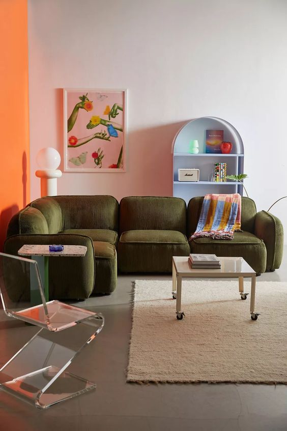 a lovely green modular sofa will make your living room more flexible and smartly organized