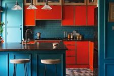 a bold colorful kitchen design