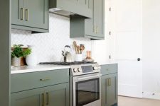 a lovely olive green kitchen design