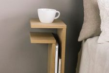 a tiny wall-mounted shelf nightstand will be enough for books and a cup or a glass of water, it’s a cool idea for a small bedroom