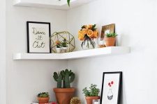 make a trio of corner shelves to decorate an awkward corner and make maximum of it