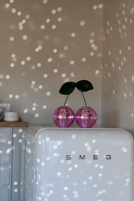 pink disco ball cherries are a cool solution for any space, they will add fun and a party feel, especially cool for adding dopamine