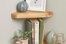 rustic wooden corner shelves of different sizes are most to stylishly display your things, not just store