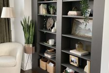 soot arched bookcases of IKEA Billy ones are a very stylish and cool idea fro a modern home, they display objects at their best