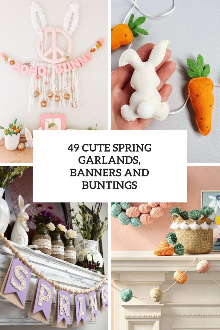 Cute Spring Garlands, Banners And Buntings