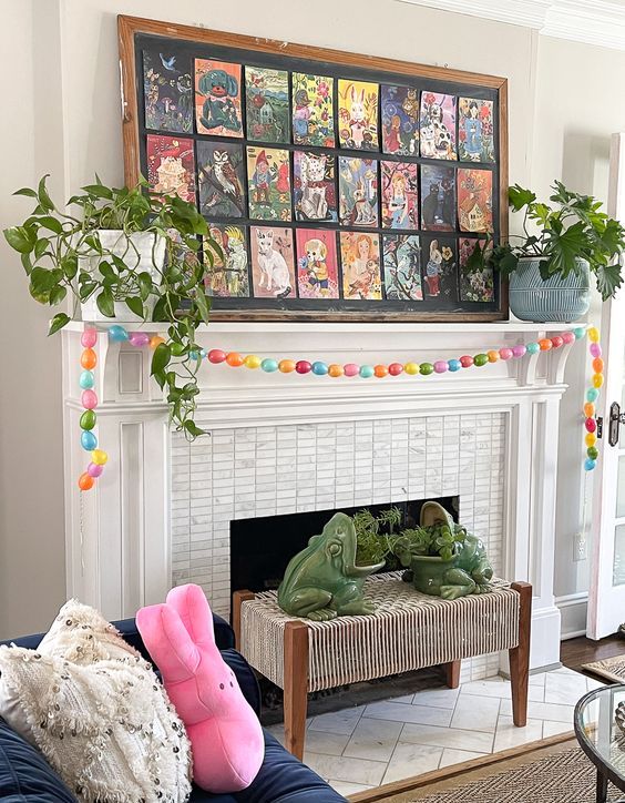 a colorful plastic egg garland is a fun and cool idea for spring and Easter, you can DIY it in a couple of minutes