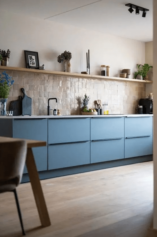a trendy kitchen with metal touches