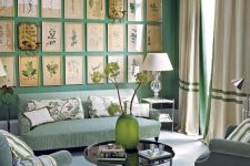 a stylish green living room