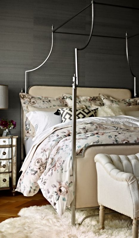 neutral floral bedding set