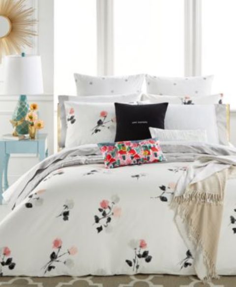 neutral floral bedding