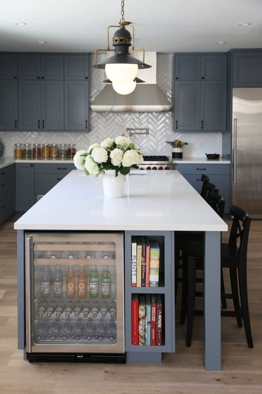 kitchen island with a drink cooler