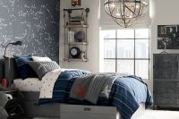 24 navy and grey bedding with a plane print