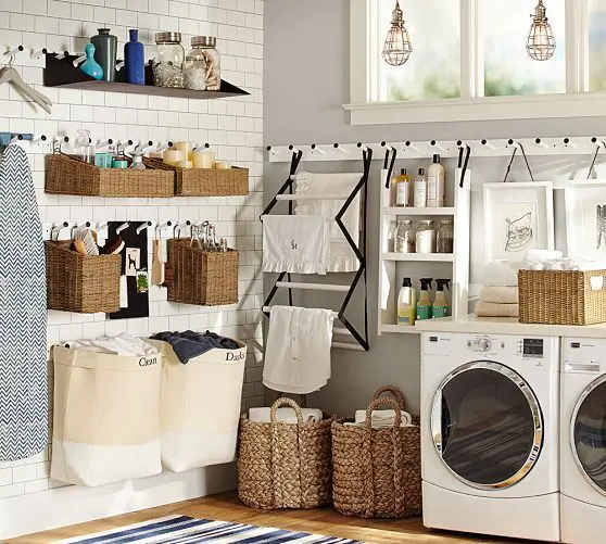 organizing laundry with laundry baskets is possible for any basement