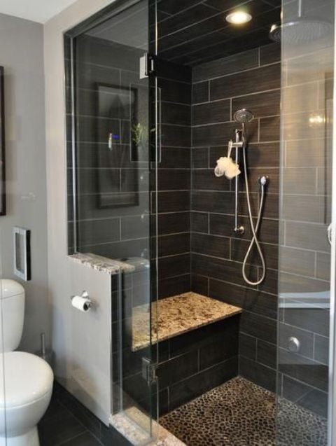 large black shower tiles