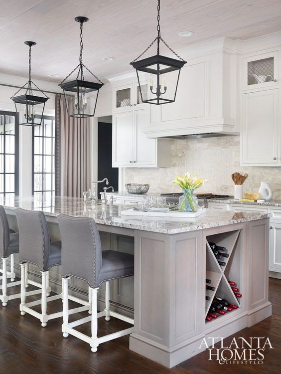 kitchen island with wine space