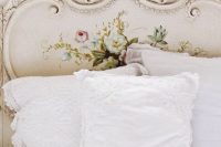 27 wooden headboard with a floral pattern