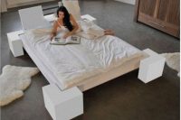 27 wooden platform bed on tall legs