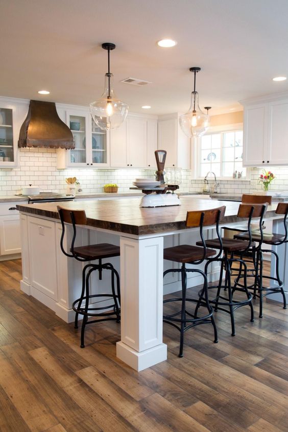 kitchen island with an eating countertop