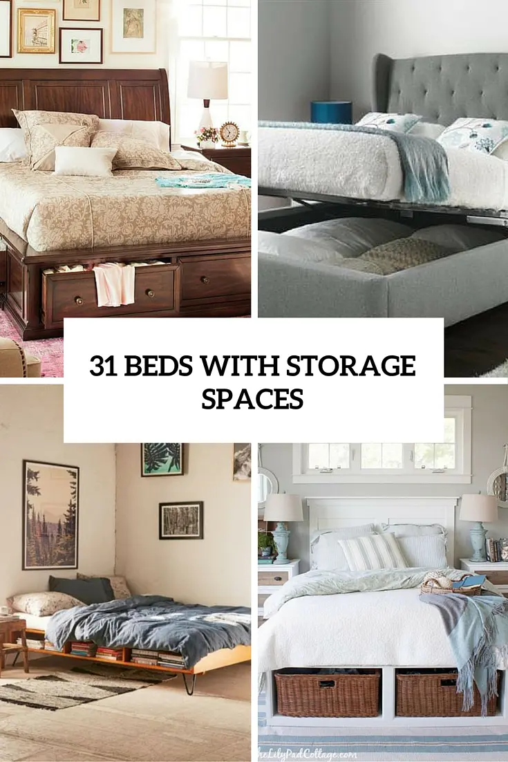 31 beds with storage spaces cover