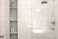 31 large scale white shower tiles