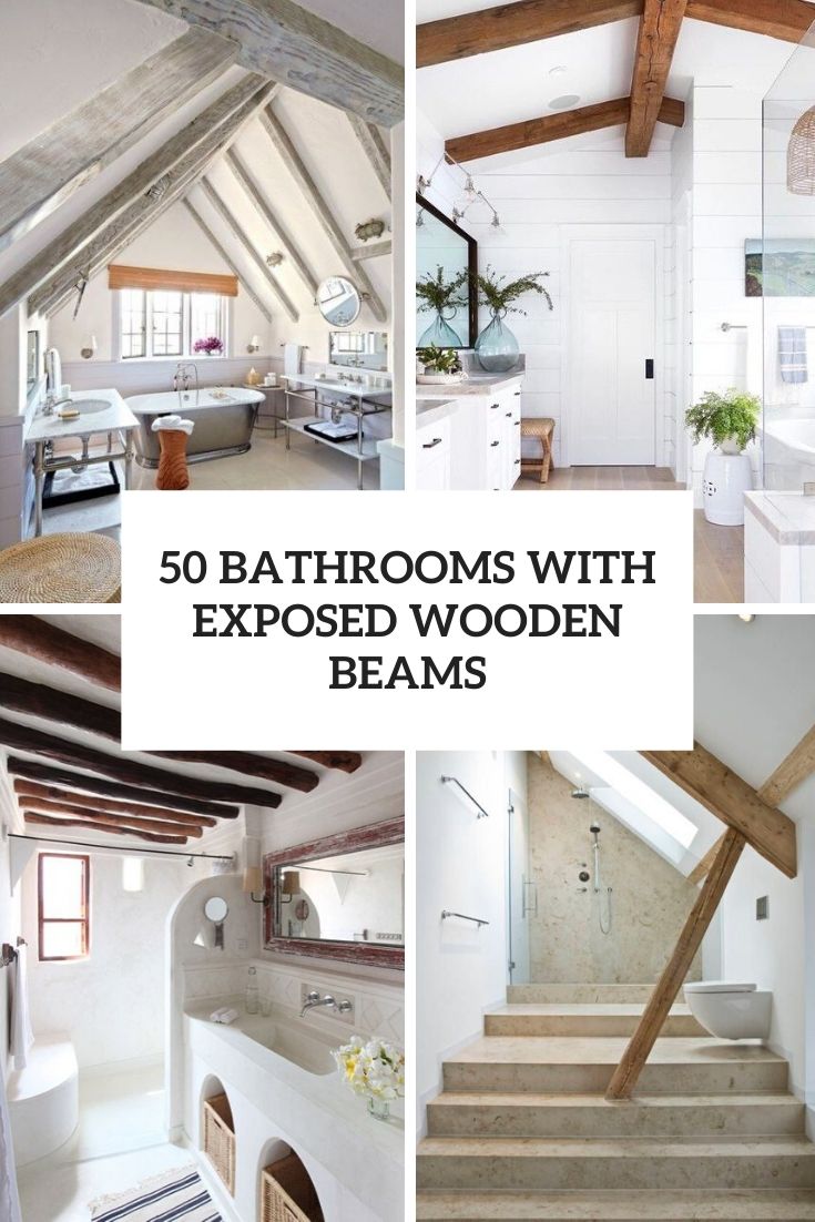 32 bathrooms with exposed wooden beams cover