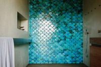 32 turquoise blue fish scale tiles