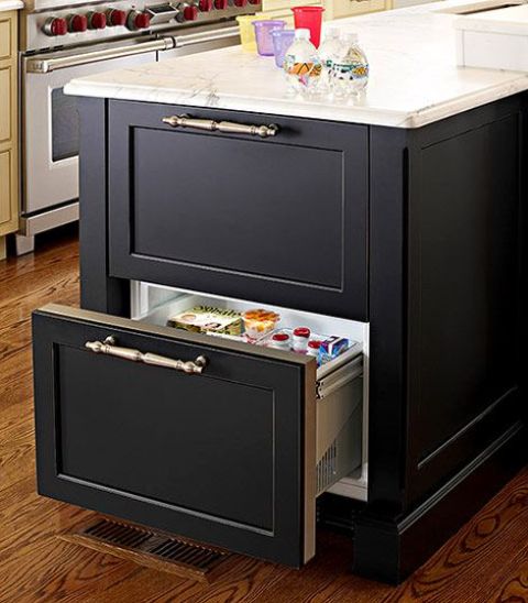 black kitchen island design with simple drawers