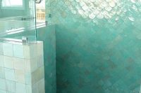 33 turquoise fish scale shower tiles