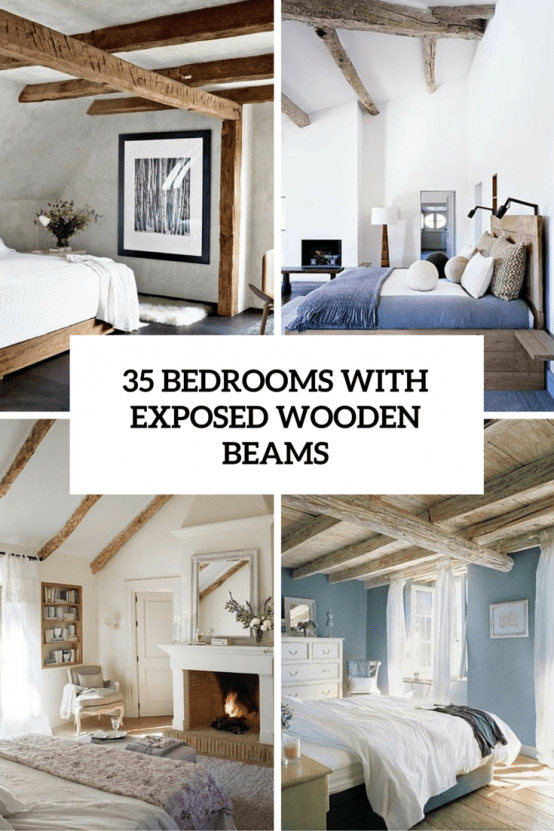 35 bedrooms with exposed wooden beams cover