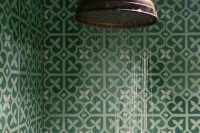 36 bold green patterned mosaic bathroom tiles