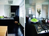 60 Square Meter Apartment With Completely Black Floors And Some Furniture