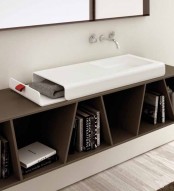 Bathroom Sink With Integrated Storage Compartment
