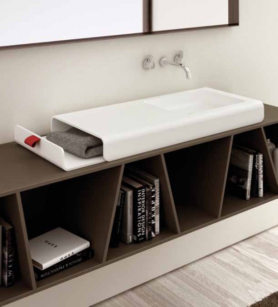Bathroom Sink With Integrated Storage Compartment – Split by Planit