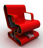 Curved Lounge Chair With Built In Book Storage