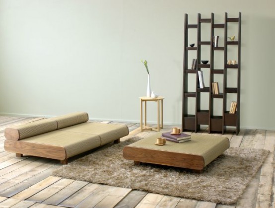 Japanese Eco-friendly Sofa and Ottoman – Agura by Sajica