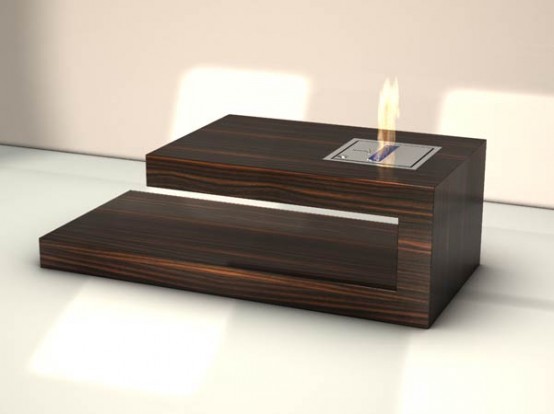 Modern Coffee Table With Built-in Fireplace – Fire Coffee Table By Axel Schaefer
