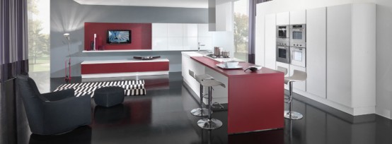 New Modern Kitchen Design with Red and White Cabinets – Ego by Vitali Cucine