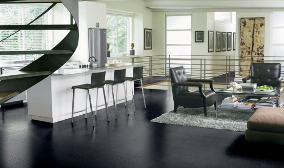 Novara Black Tile Leather Floors