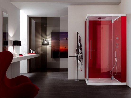 Red Shower Cabin for Modern Bathroom Design – Alya by Samo