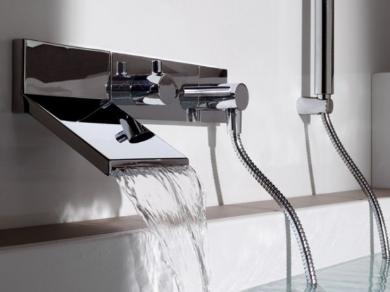 Wall Mount Waterfall Faucet for Stylish Bathroom by Zucchetti