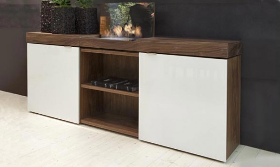 Walnut Sideboard with Integrated Bioethanol Fireplace – Grace by Shulte Design
