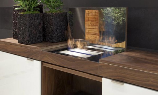 Walnut Sideboard With Integrated Bioethanol Fireplace Grace By Shulte Design
