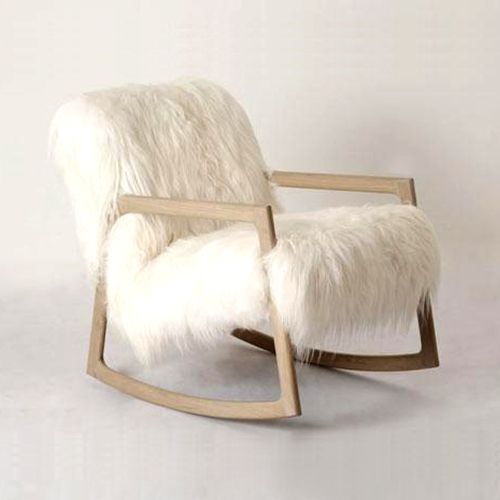 a white faux fur chair with wooden legs is a stylish idea for a rustic space or just a cozy piece to add a farmhouse touch