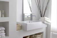 a built-in niche shelf in the vanity is a lovely idea for a bathroom, it’s a great way to store some stuff