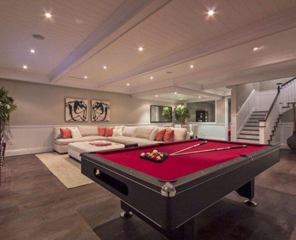 airy spacious basement game room