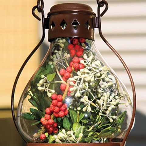 Don't like candles? Stuff your lanterns with cranberries and evergreens!
