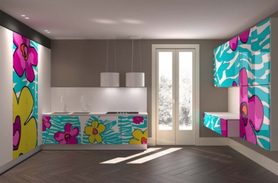 Fun And Colorful Kitchens With Crazy Patterns by Aster Cucine